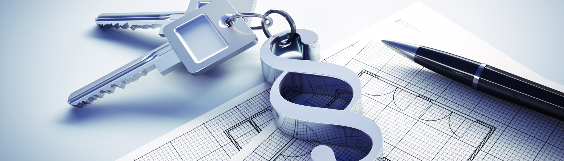 Schlüssel mit Paragraph auf Grundriss